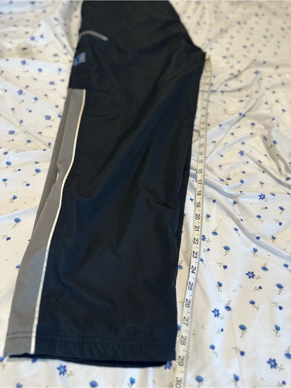 VTG Y2K Champion Black C2H4 Sz:L Splicing 3M Lined Seaplane Wide Leg Track Pants - Picture 5 of 14